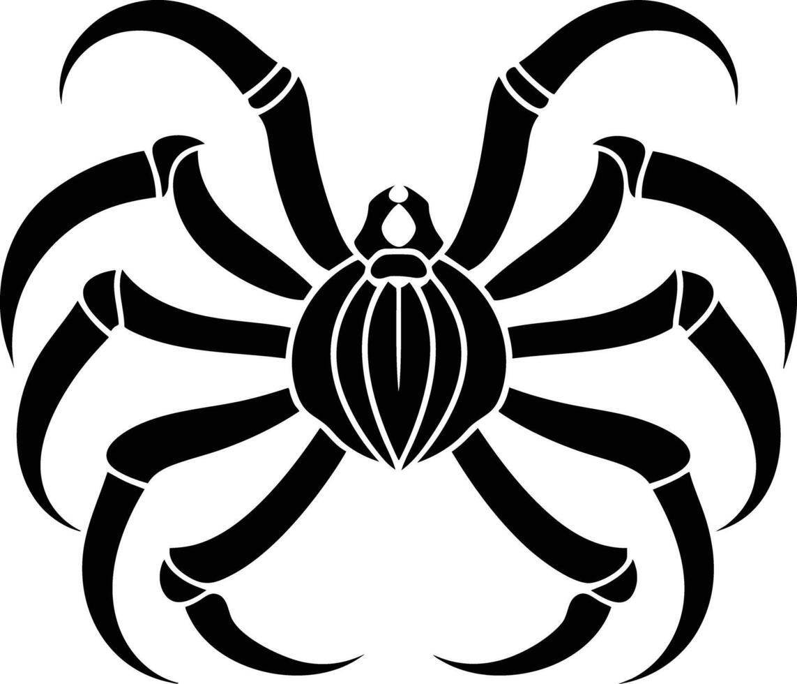 The Arachnid's Embrace A Stylized Black Spider Silhouette. vector