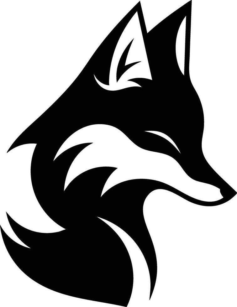 The Sly Fox, a Black and White Silhouette. vector