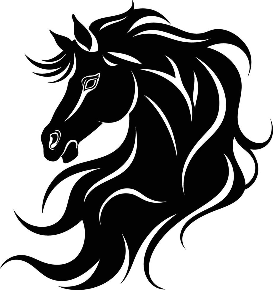 Majestic Horse Silhouette With Flowing Mane vector