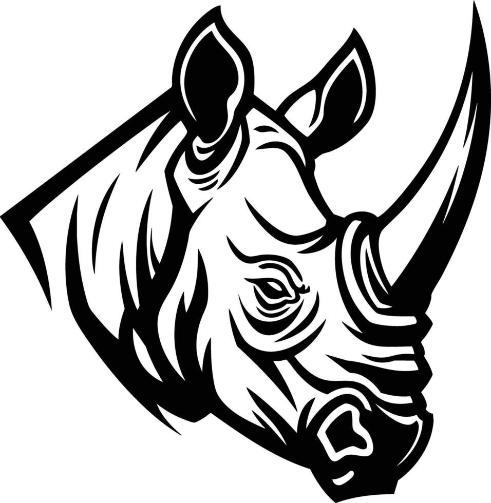 Majestic Rhino Head, Fierce and Powerful, Black and White Design vector