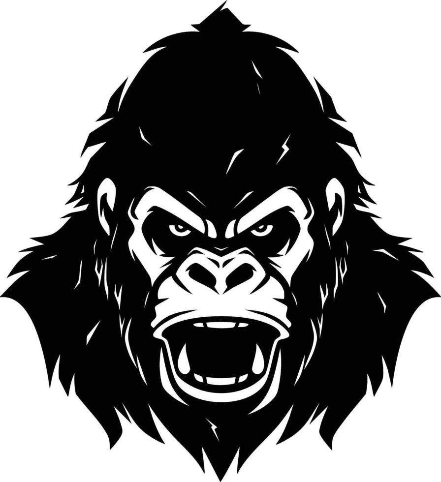 The Gorilla's Roar A Black and White Portrait. vector