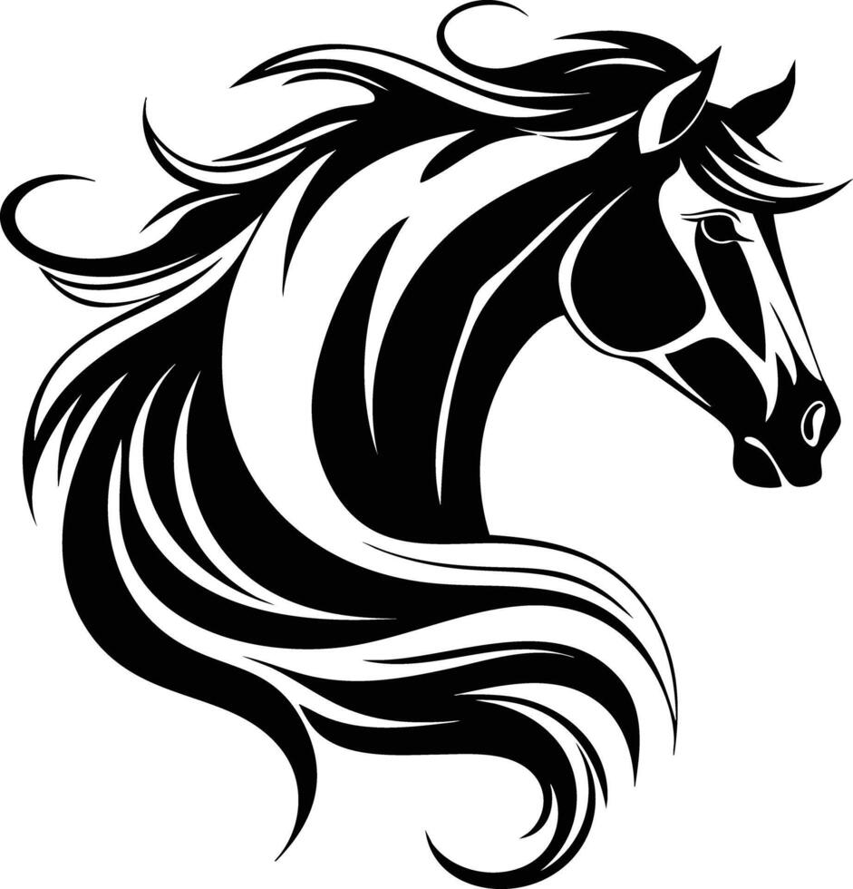 Majestic Horse Head Silhouette in Elegant Black and White. vector