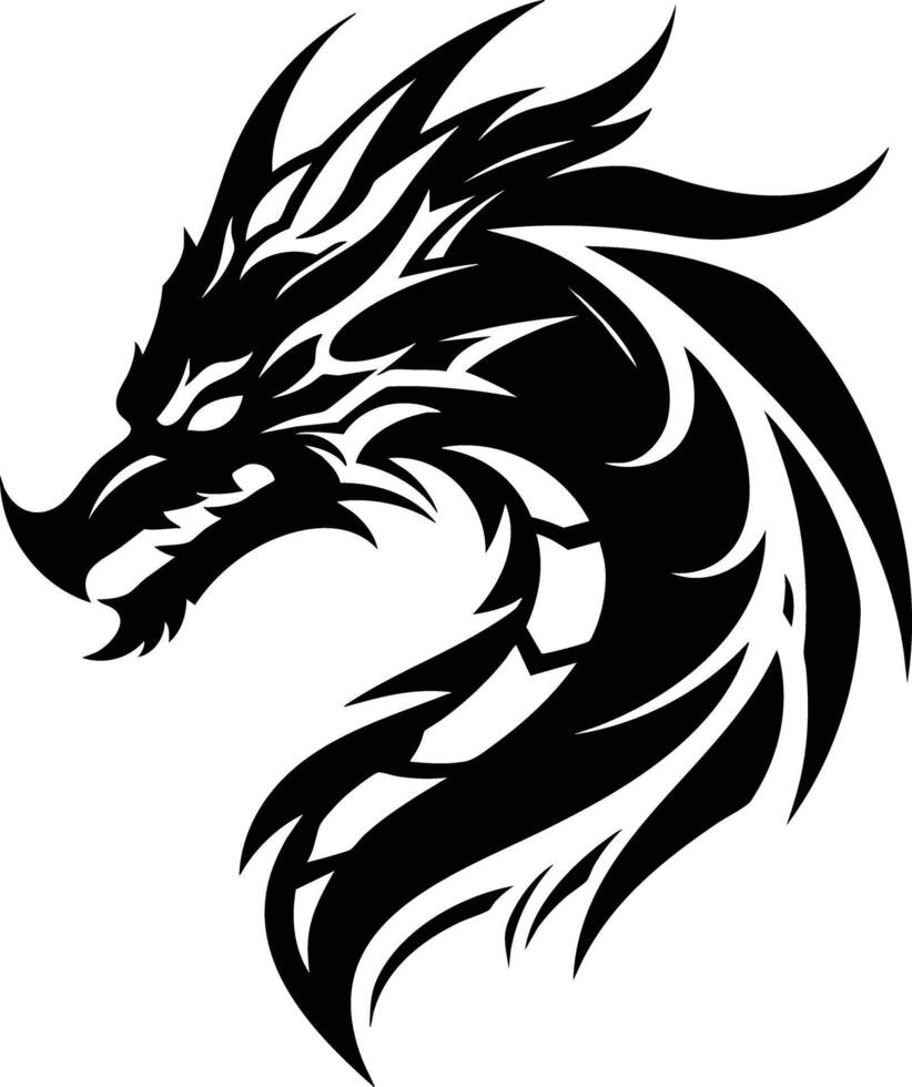 A Dragon's Fiery Gaze, A Tribal Design. vector