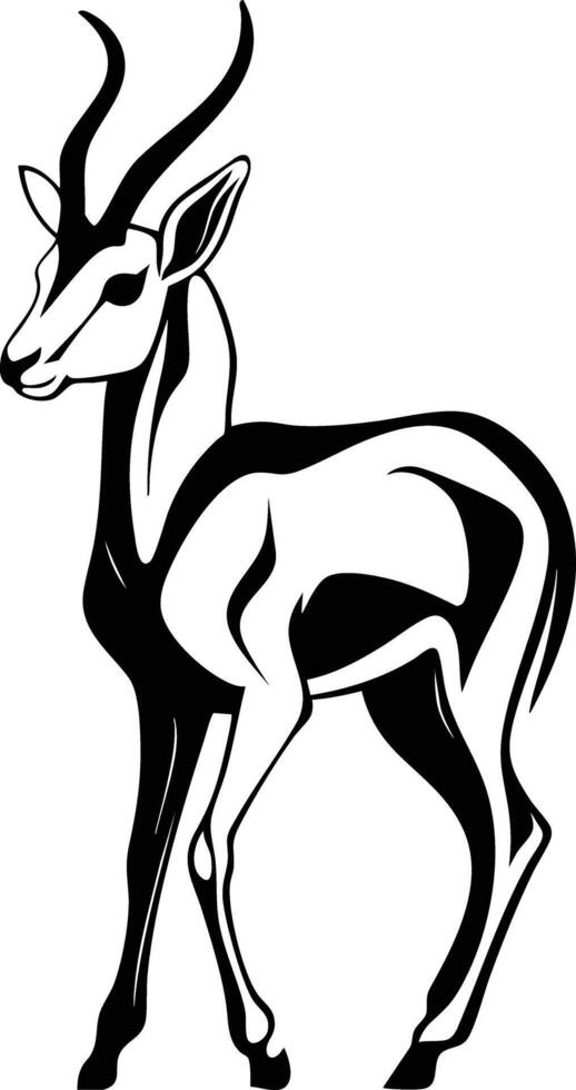 Graceful Gazelle Silhouette in Black and White. vector