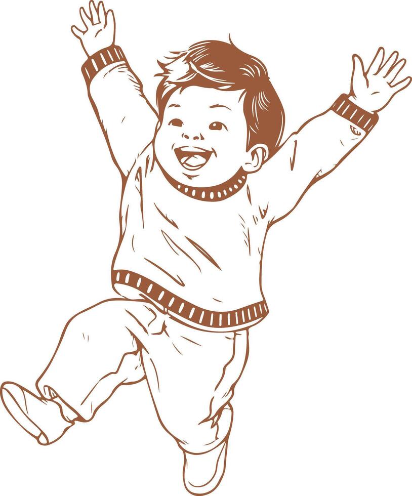 Asian Kid Jumping for Joy vector