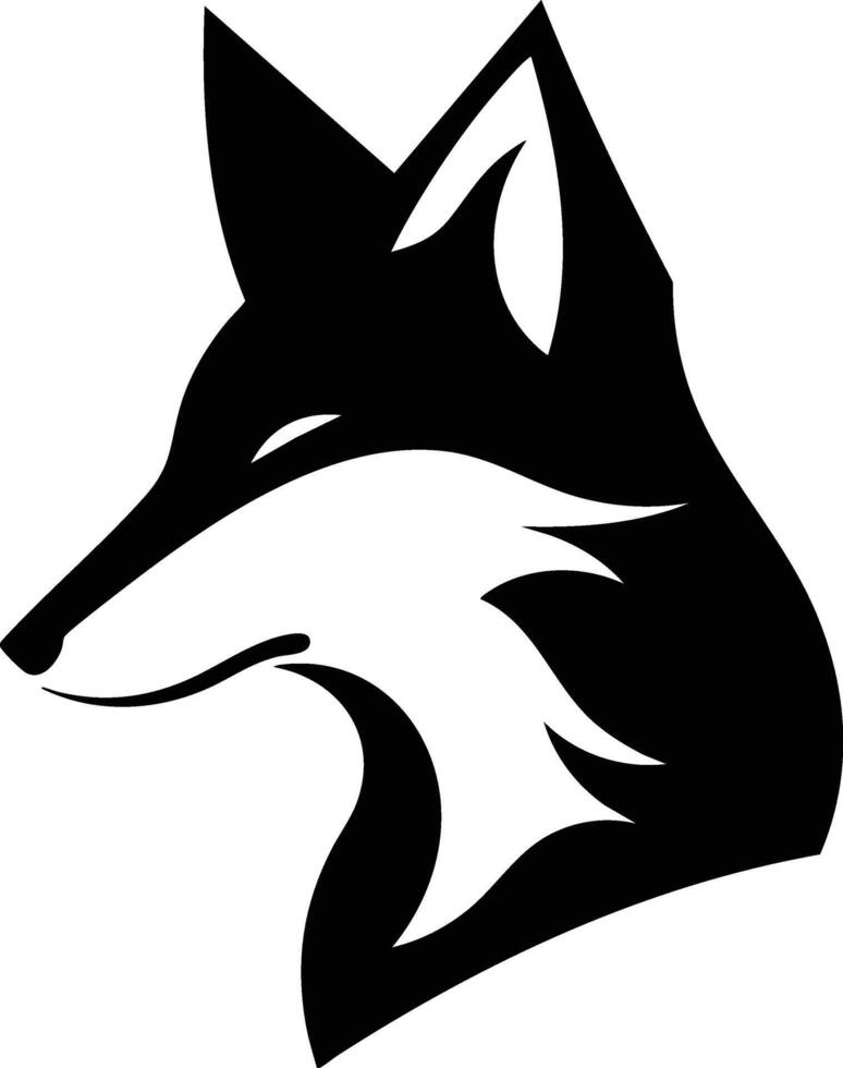 The Fox's Gaze, Bold and Black, A Silhouetted Wonder. vector