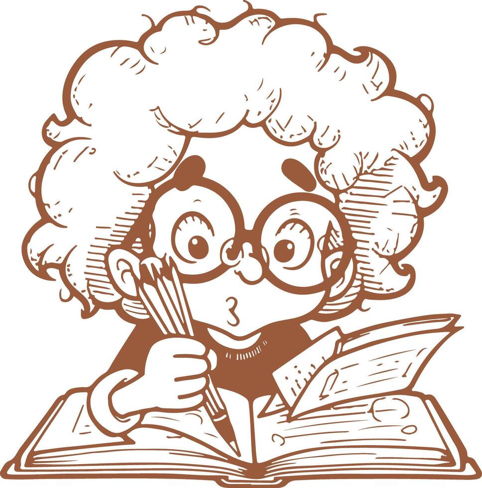 Freeform Cartoon Studying Children Eureka Moment vector