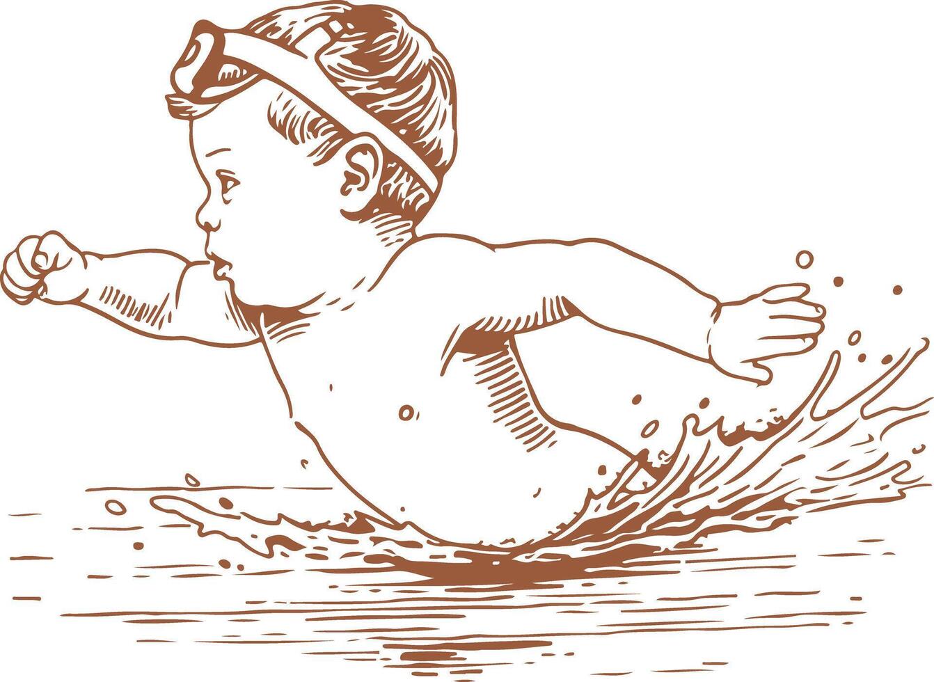 A boy swimming in the water vector