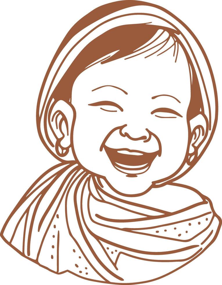 Indian child laughing vector