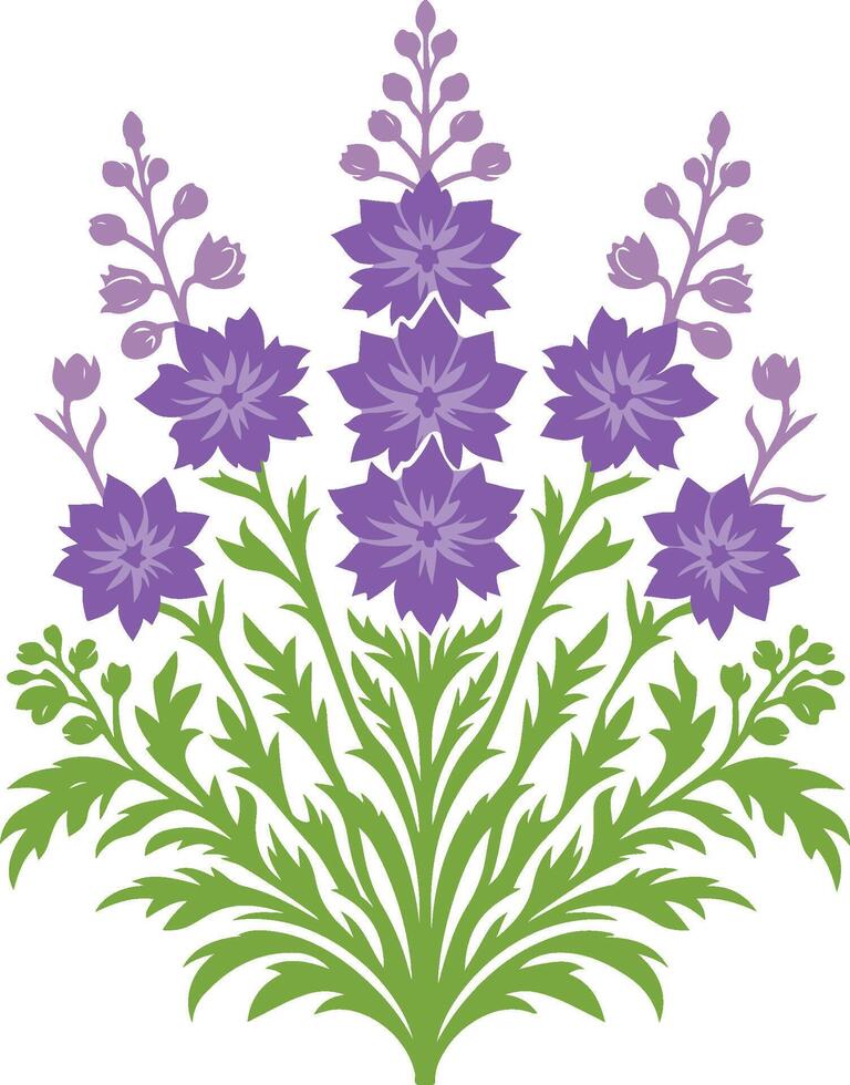 Decorative Delphinium flower symbol vector