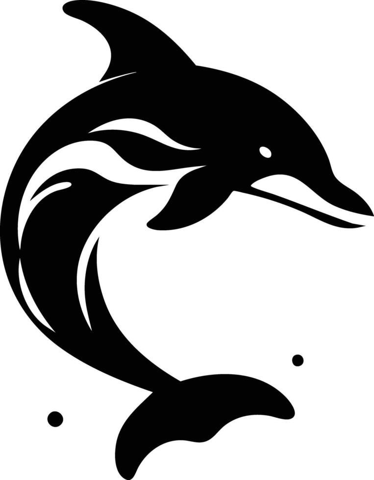 A Dolphin Leaps Through the Air, Silhouette. vector