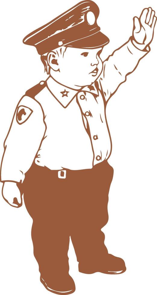 A cartoon policeman waving his hand vector