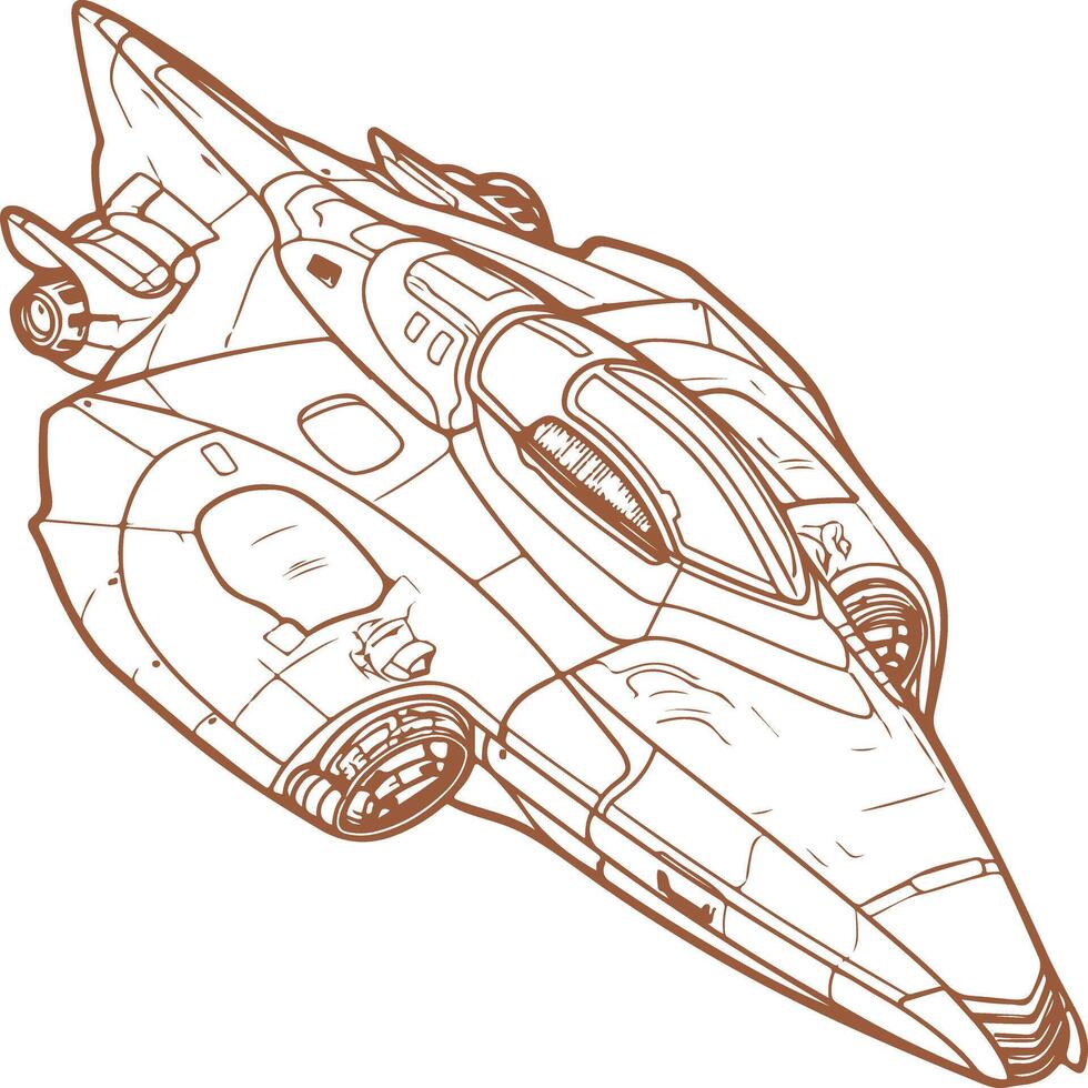 Vintage futuristic spaceship vector