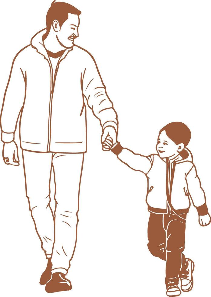 Vintage Father and child participating in a charitable activity vector
