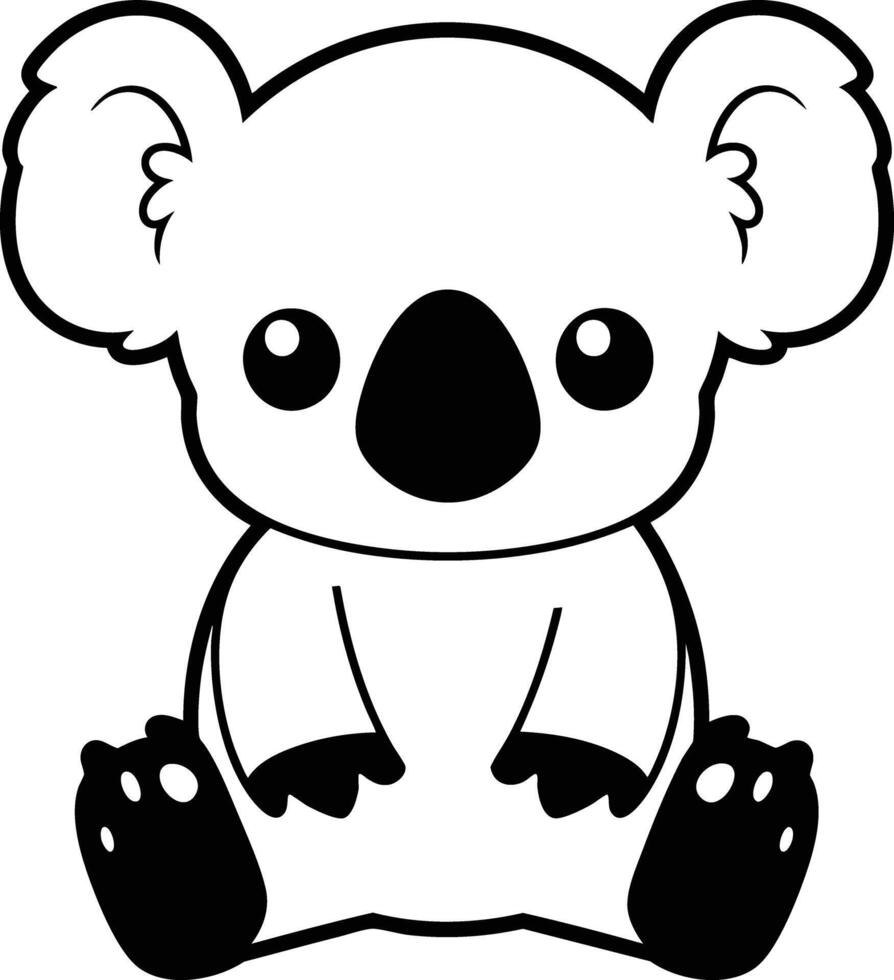 Adorable Koala Bear Sitting Cutely With Big Eyes. vector
