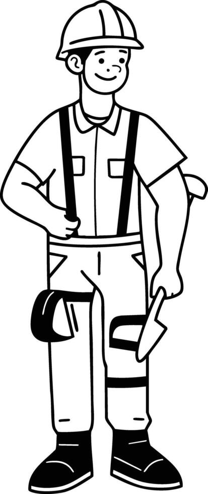Construction Worker Ready To Build With Confidence. vector