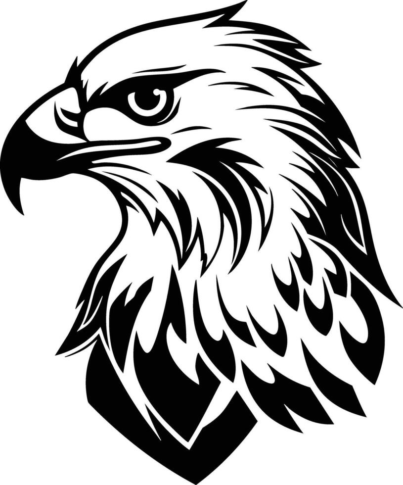 Majestic Eagle Head Silhouette, Black And White Illustration. vector