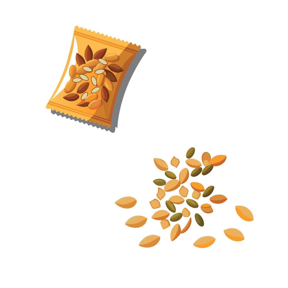 A bag of nuts and seeds on a white background vector