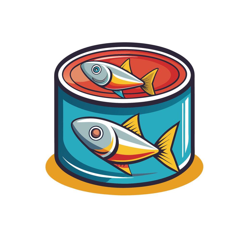 Fish in tin can icon illustration vector
