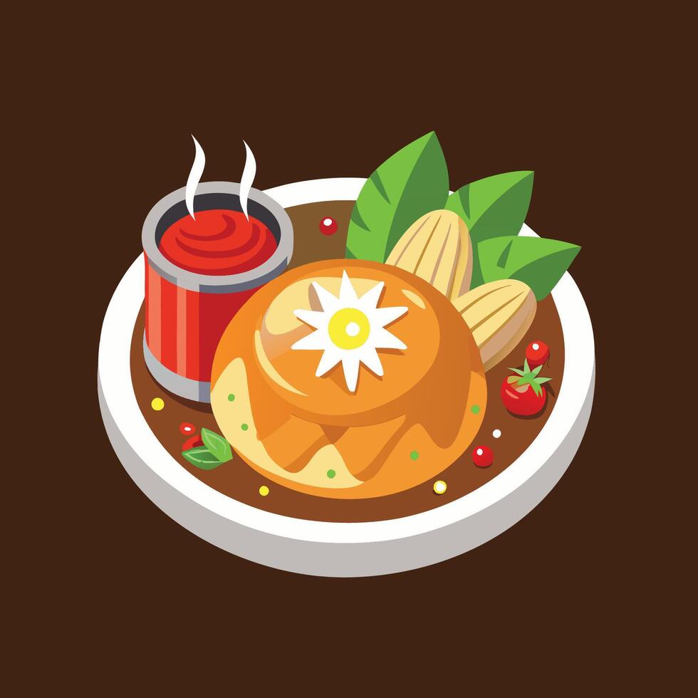A plate with food and a can of soda vector