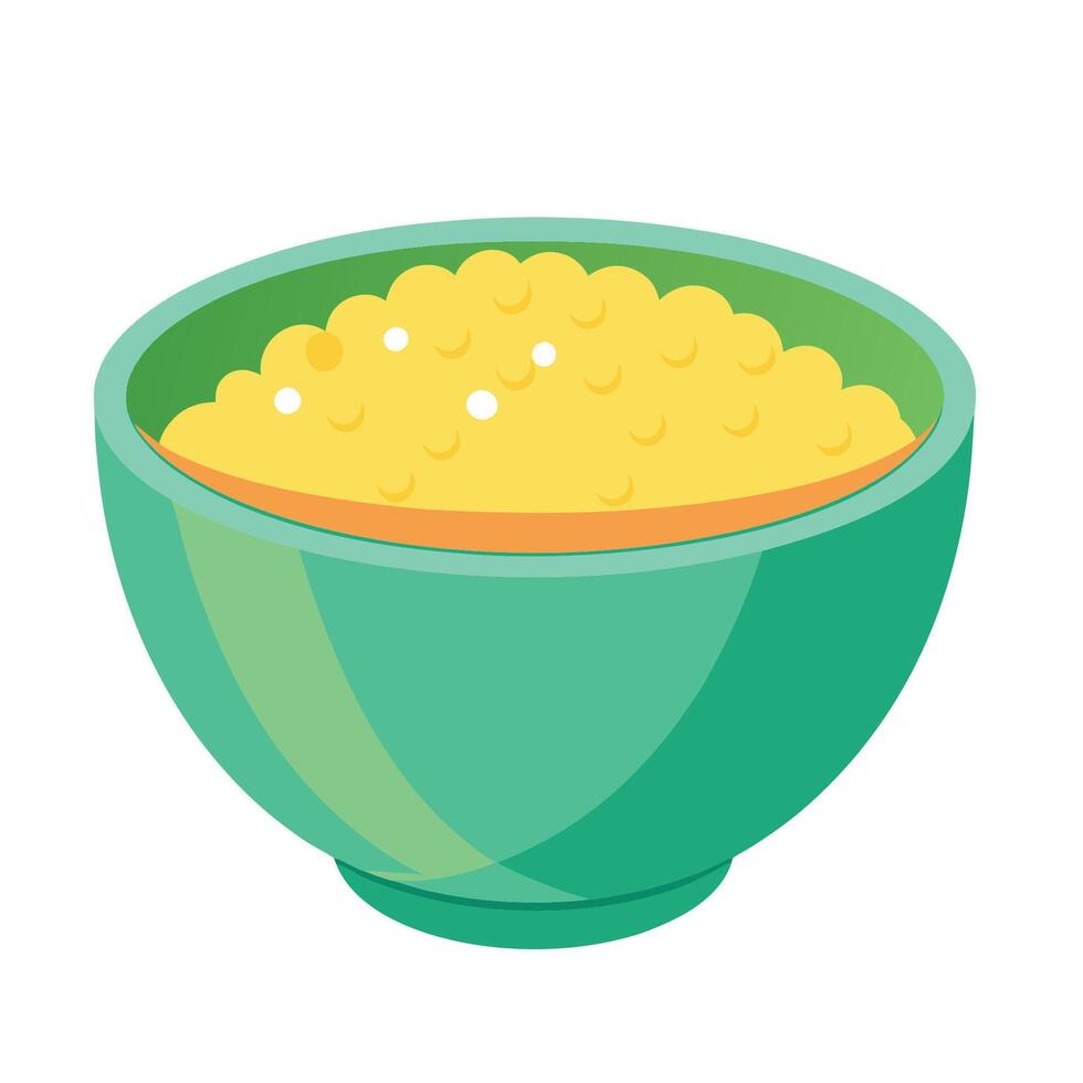 A bowl of rice is shown in this illustration vector