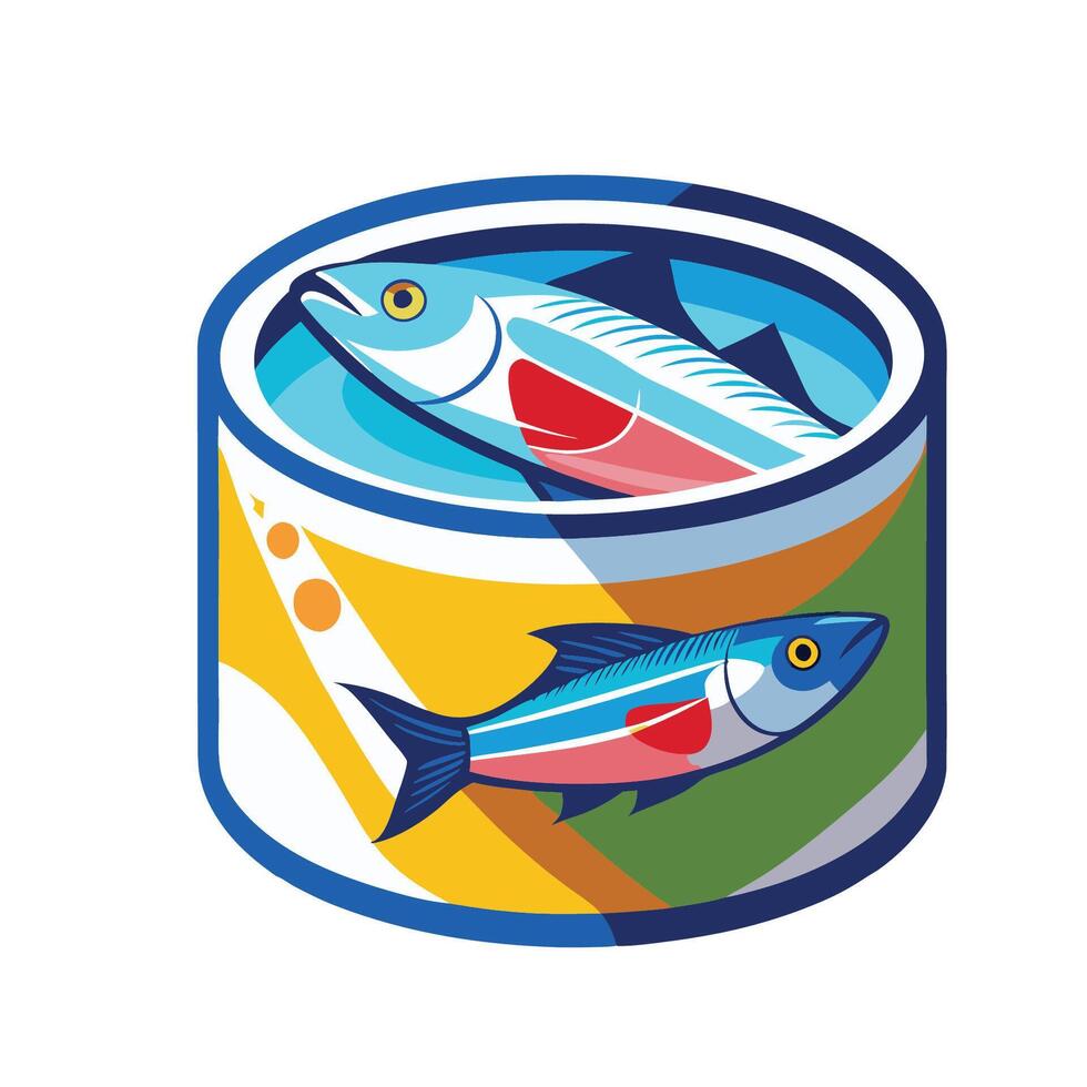 Can of tuna fish icon illustration vector