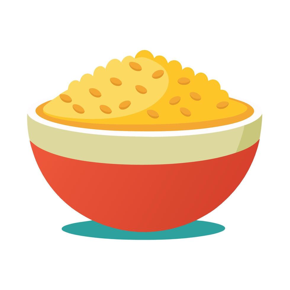 A bowl of rice is shown in this illustration vector