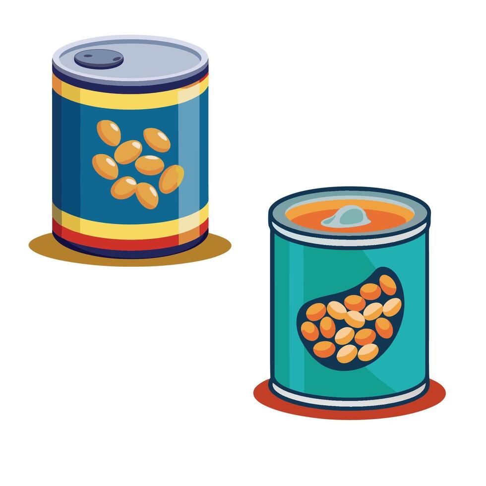 Canned beans and canned beans illustration vector
