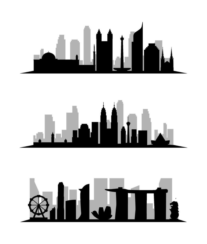 cityscape buildings skyline silhouettes vector