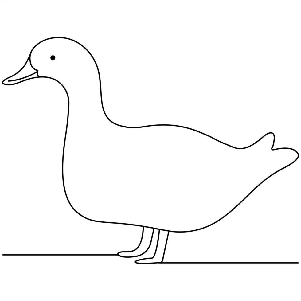 Continuous single line art drawing of pet animal duck concept single line draw style design vector