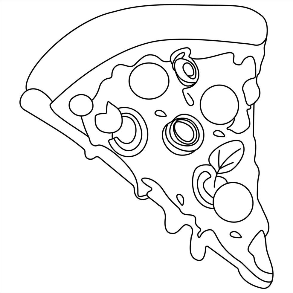 Continuous single line art drawing of slice of hot pizza concept world food day outline design vector