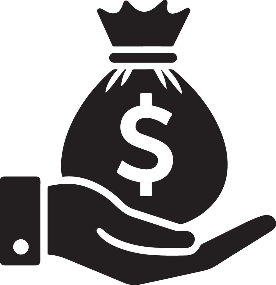 Elegant Silhouette of Hand with Money Bag vector