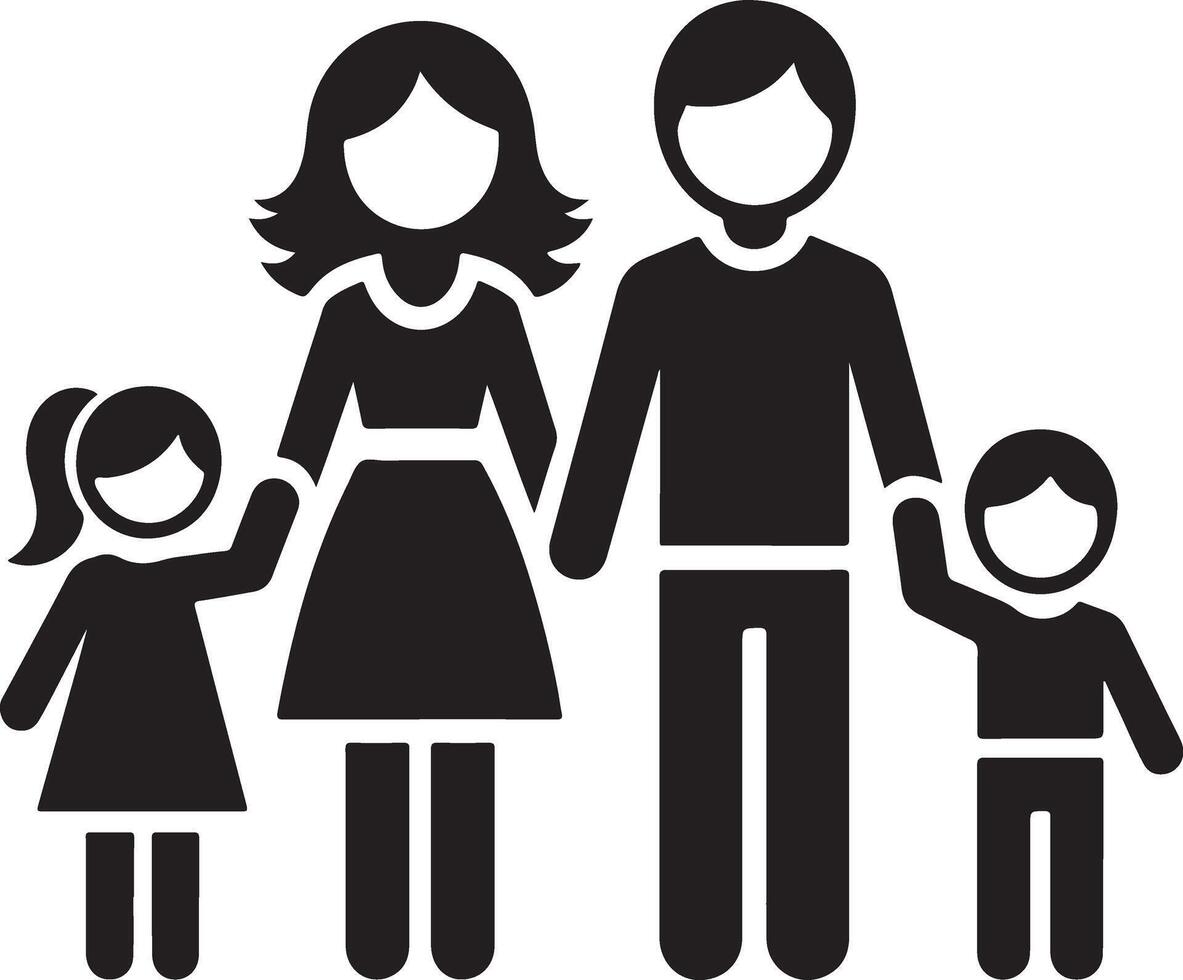 Versatile Family Silhouette Icon Image Set vector