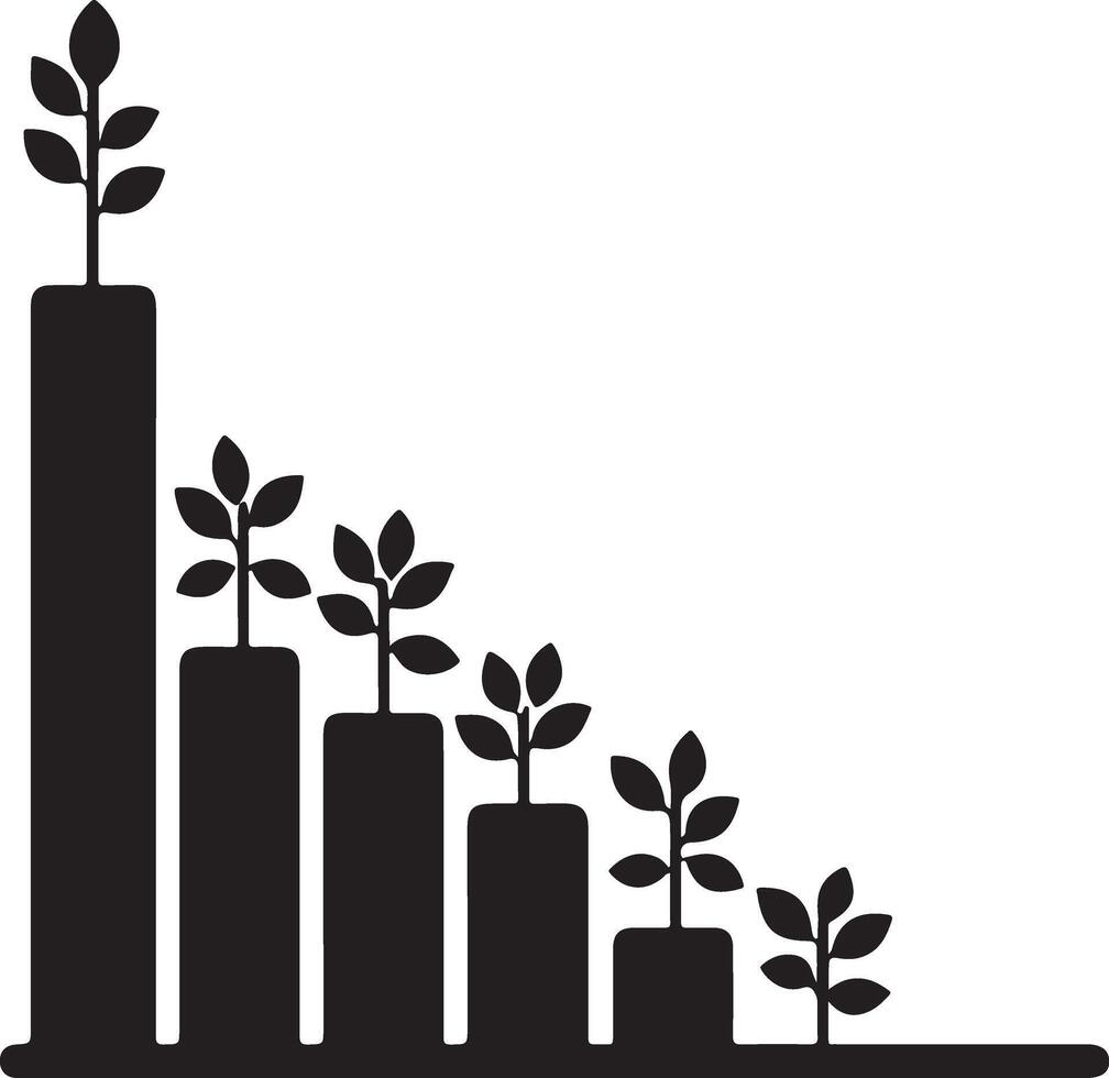 Unique Growth Graph Silhouette Design for Creative Projects vector