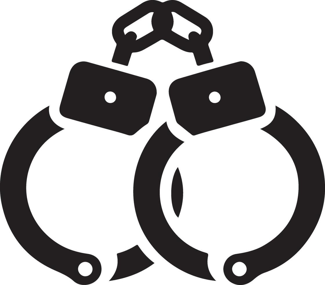 High Quality Hand Cuffs Money Bag Silhouette Design vector