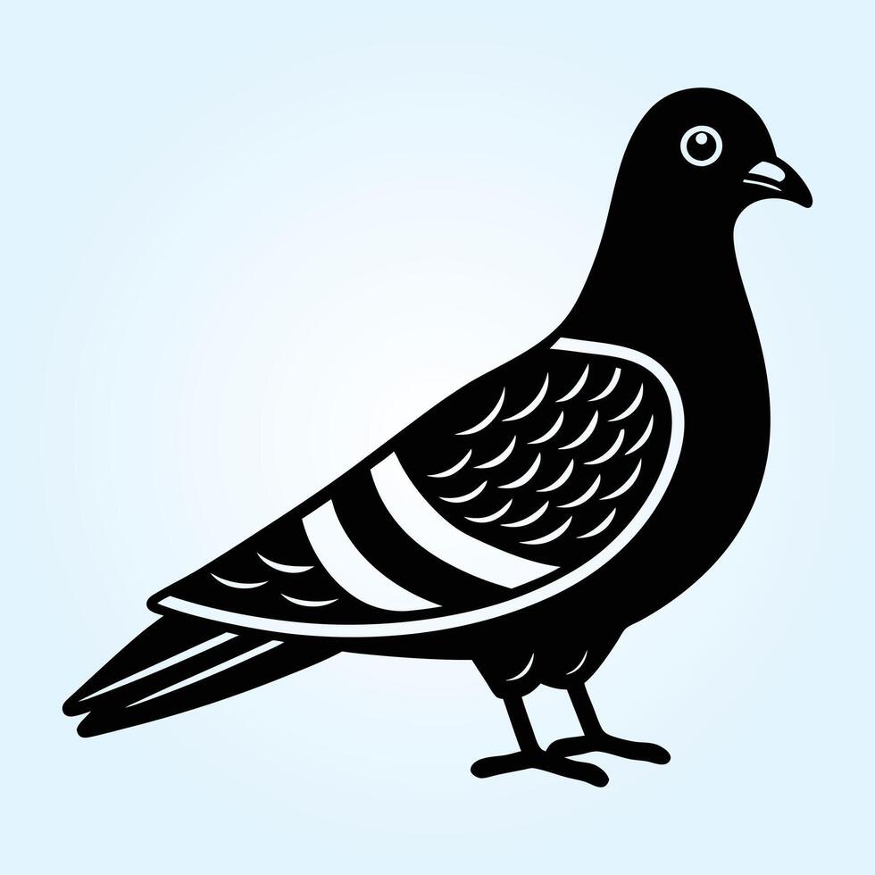 Elegant Pigeon Silhouettes, Illustration Collection vector