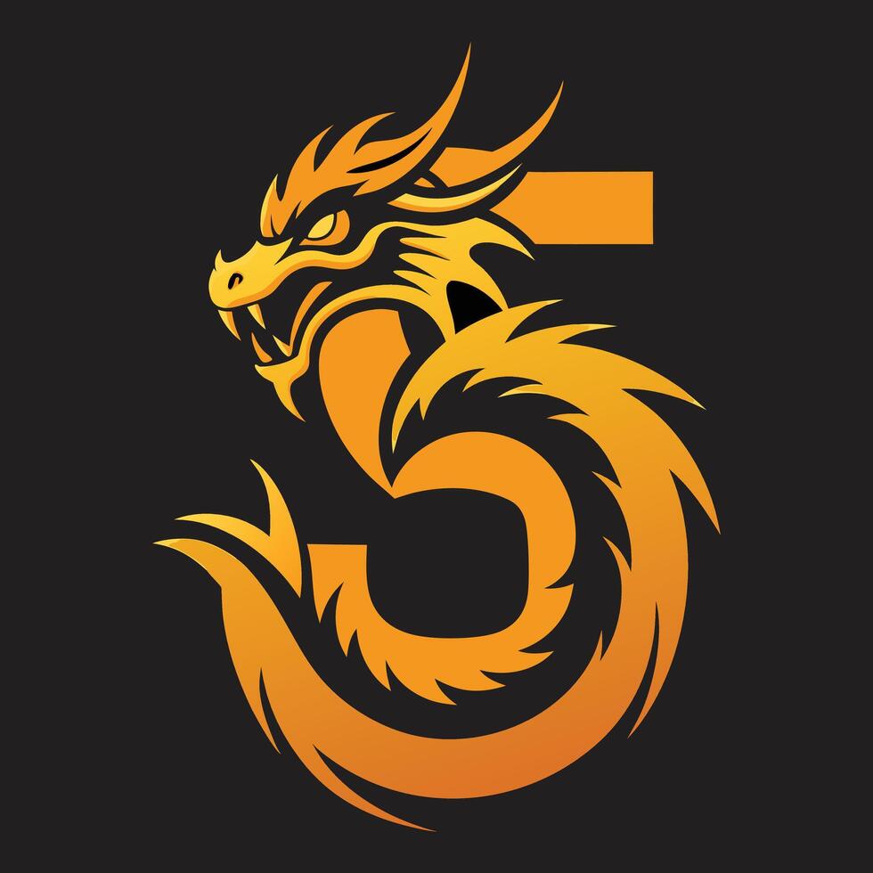 Dynamic Dragon Number 5 Design Collection vector