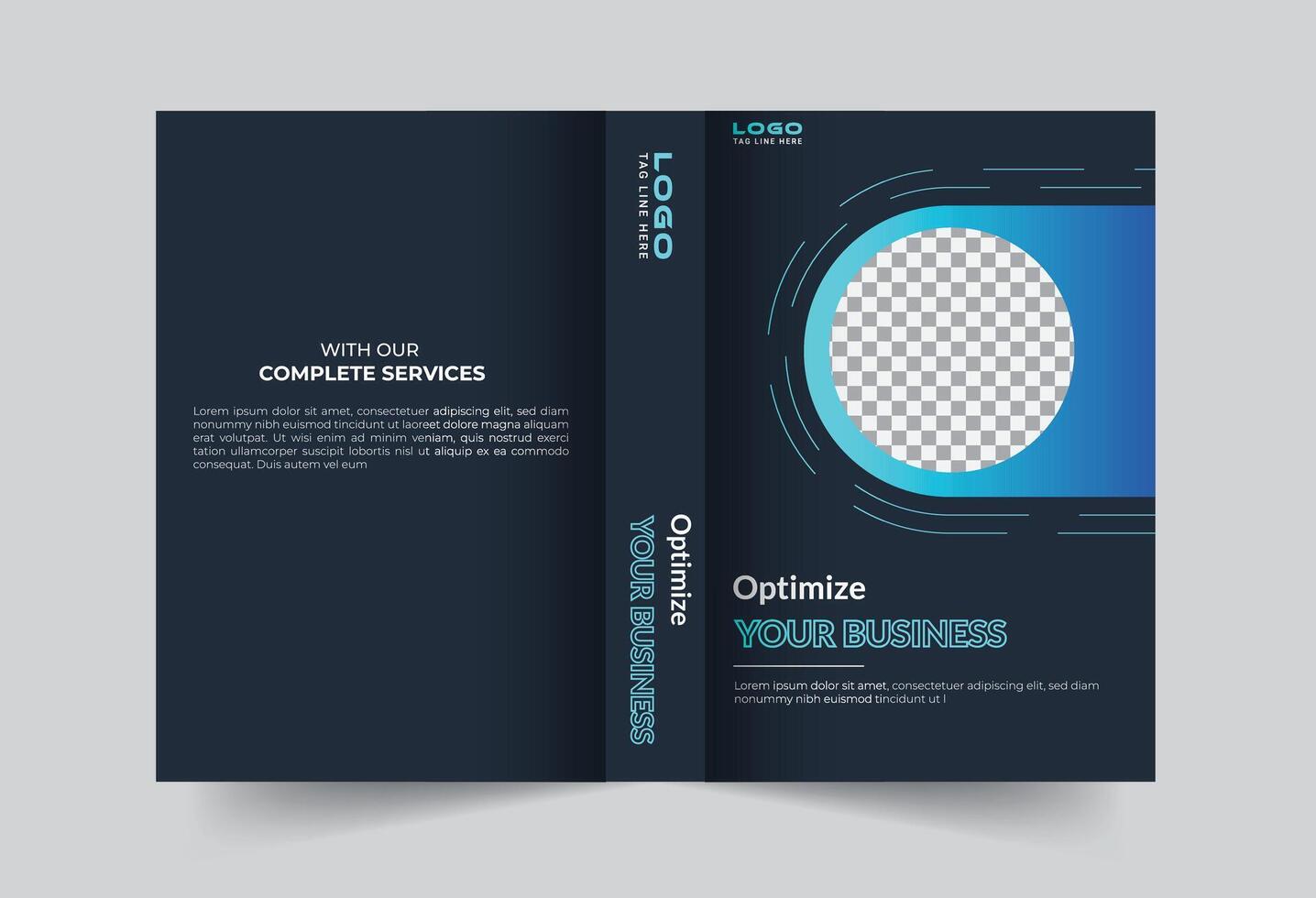 Company Profile Cover Design Template , Book Hardcover Three Views vector
