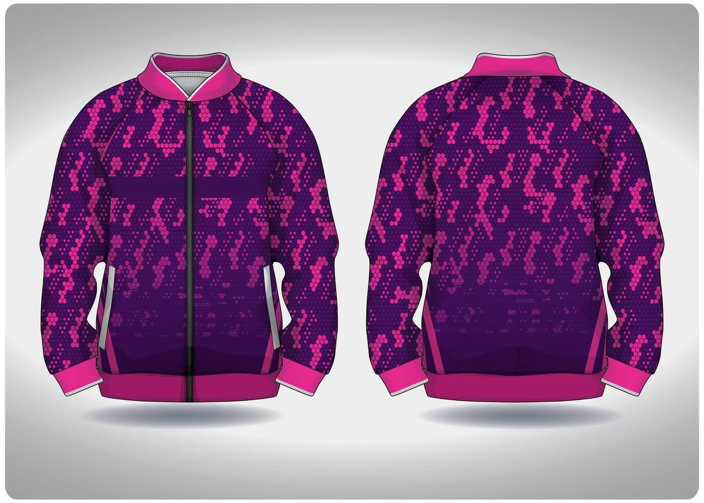 EPS jersey sports shirt .purple pink honeycomb pattern design, illustration, textile background for sports long sleeve sweater vector