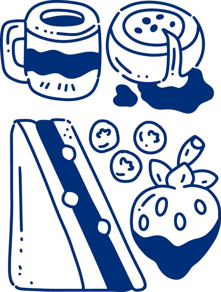 food and drink coloring line for templates. vector