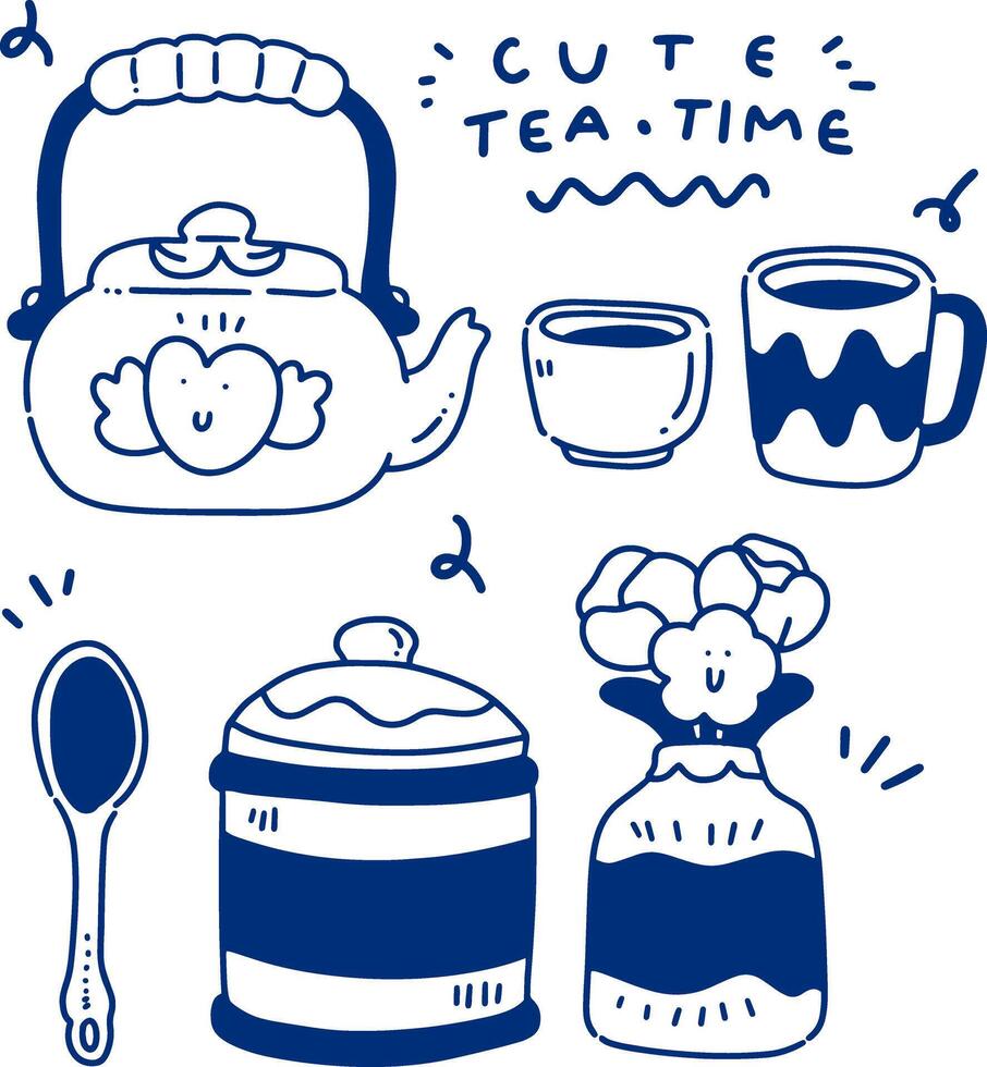 element for teatime coloring line vector