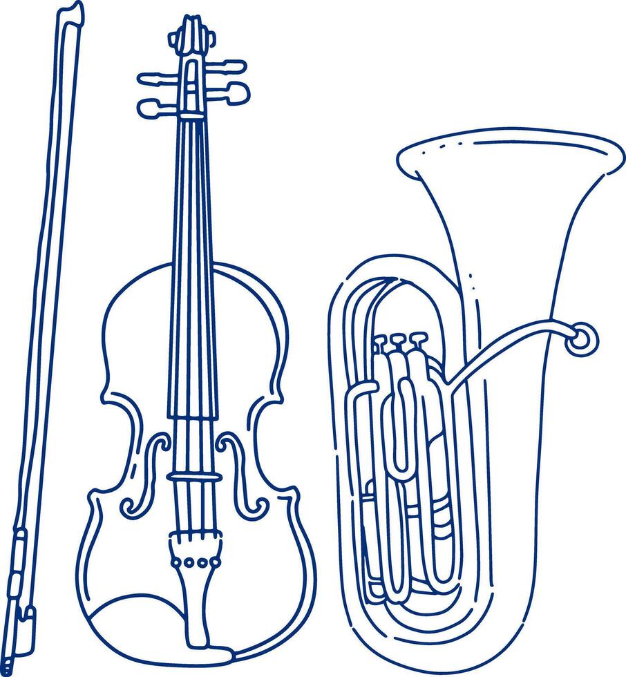 musical instrument coloring line for templates vector