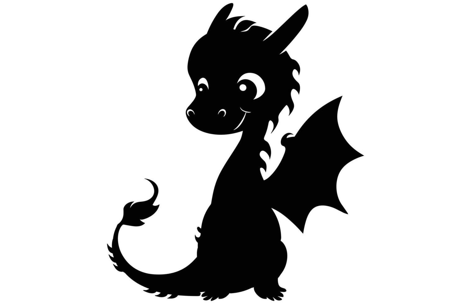 Cute Dragon Silhouette - Fun and Playful Dragon Stock Design vector