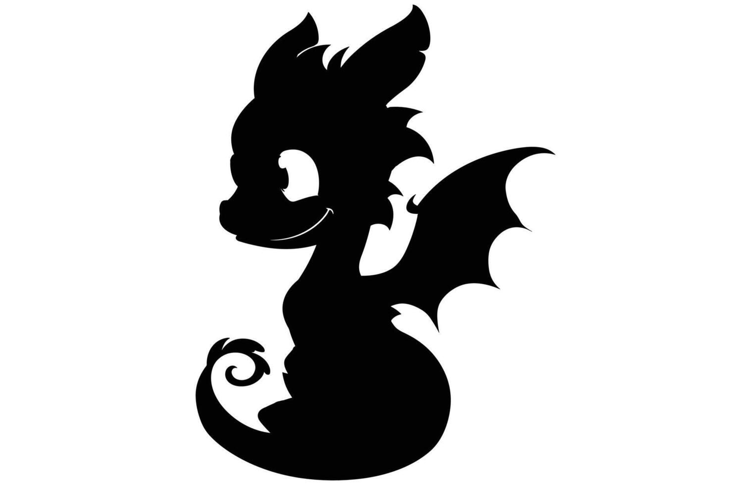 Cute Dragon Silhouette - Whimsical Dragon Character Design vector