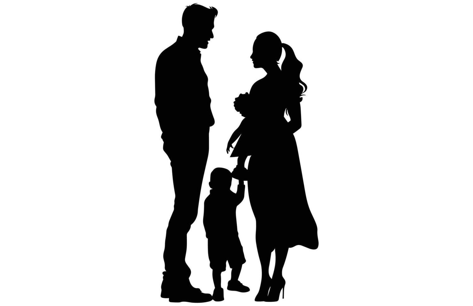 Cute Family Silhouette - Togetherness and Love Outline Design vector
