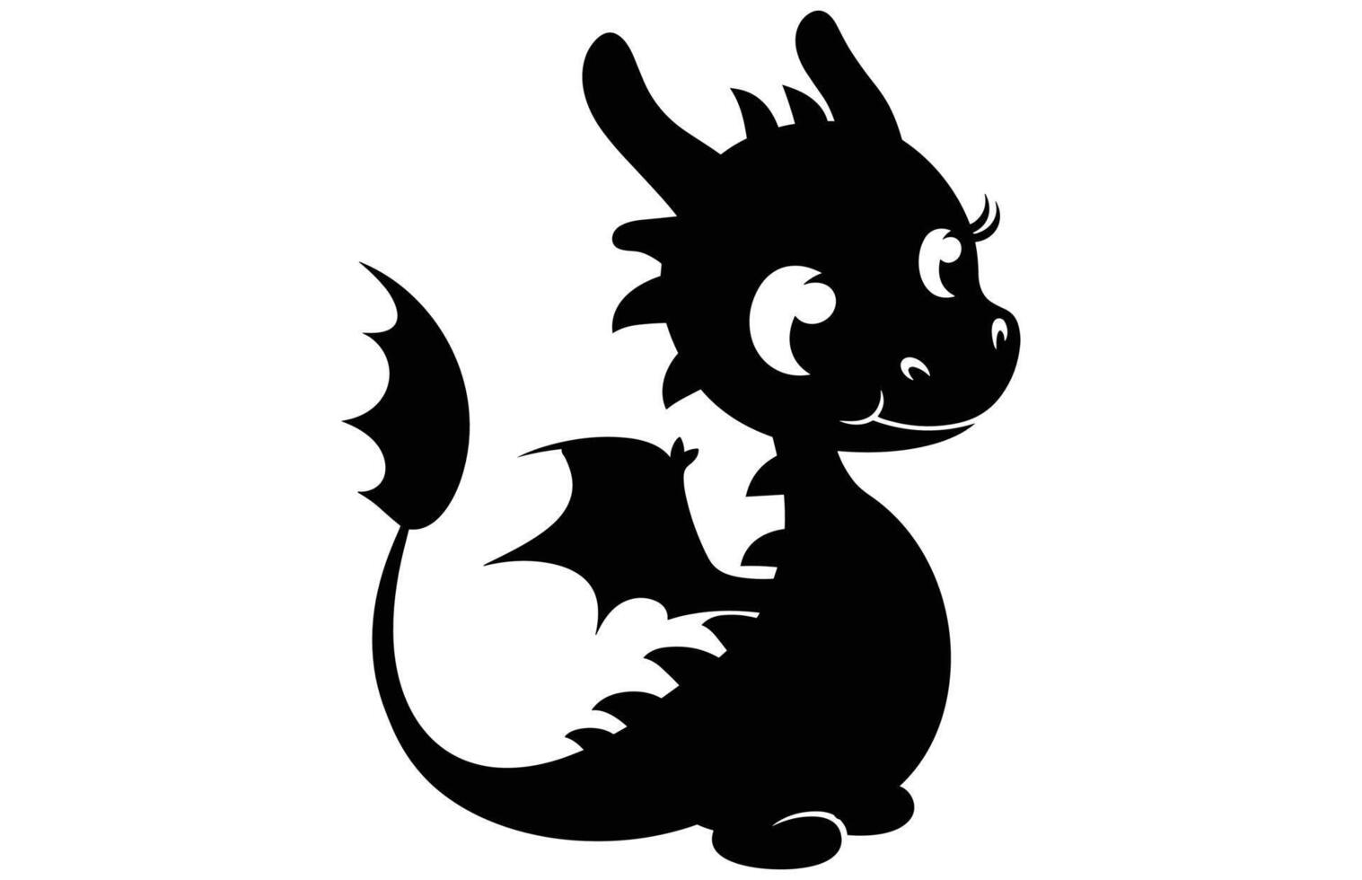 Cute Dragon Silhouette - Enchanting Dragon Silhouette Design vector