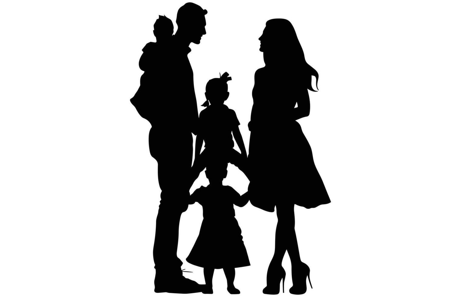 Cute Family Silhouette - Adorable Family Bonding Illustration vector