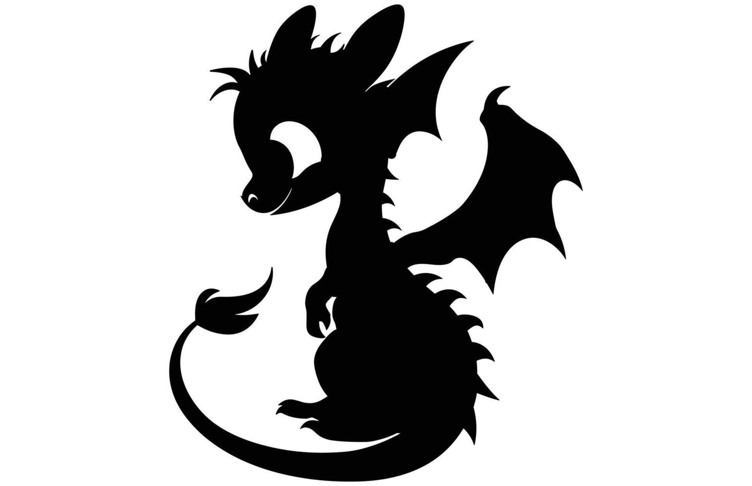 Cute Dragon Silhouette - Charming Little Dragon Stock Art vector