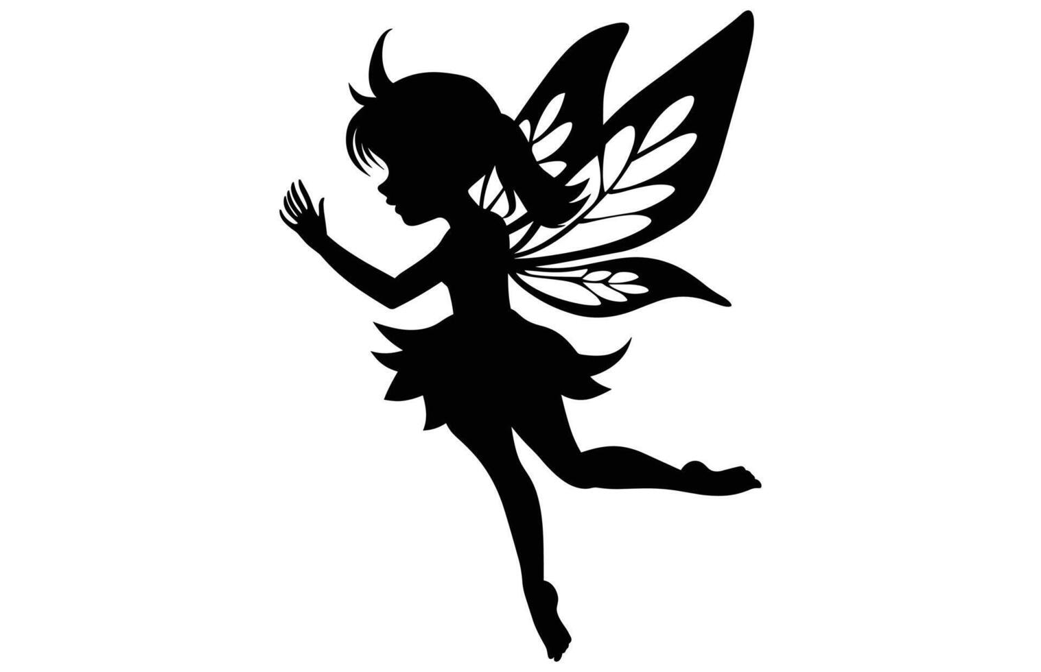 Cute Fairy Silhouette - Adorable Fantasy Fairy Art vector