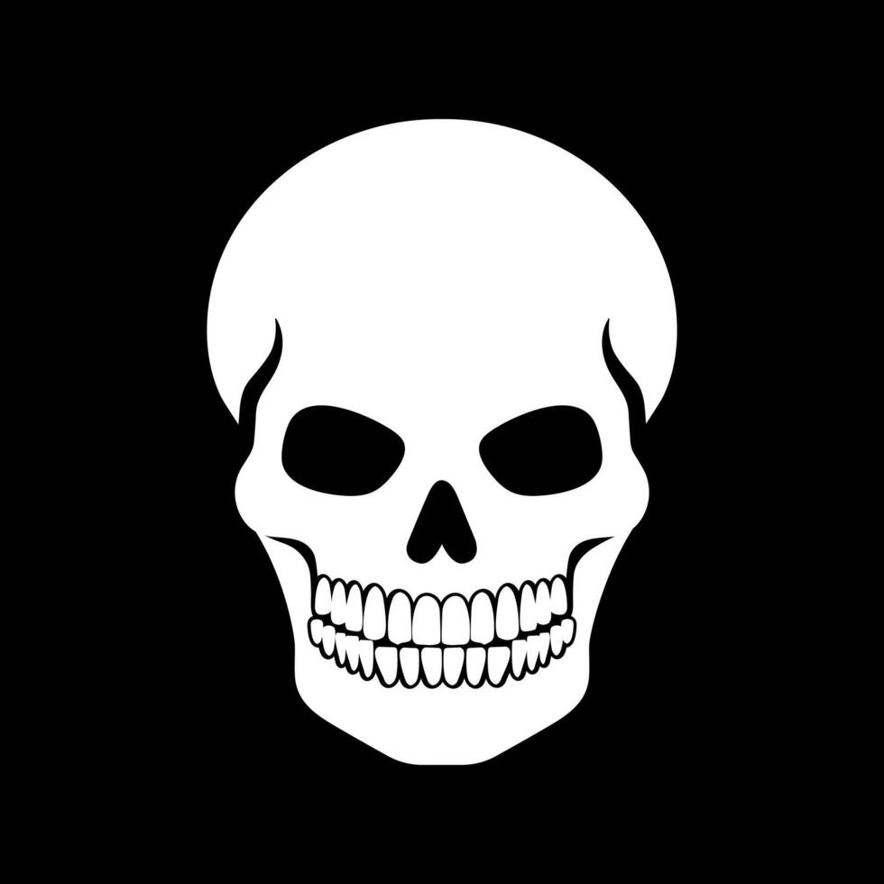 Evil human skull on black background. Skull icon emblem logo vector